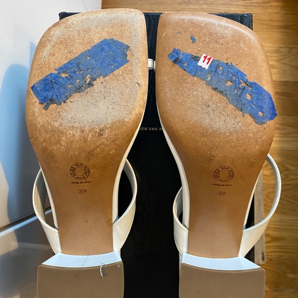 DRIES VAN NOTEN White Block Heel Thong Sandal with Toe Ring - Picture 4 of 5